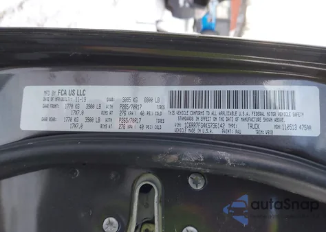 2019 Ram 1500 Classic z USA, uszkodzony, nr VIN 1C6RR7FG4KS736142